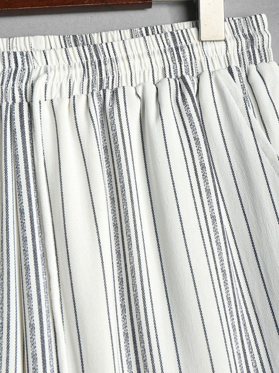 Vertical Stripe Casual Shirt And Shorts - Grafton Collection