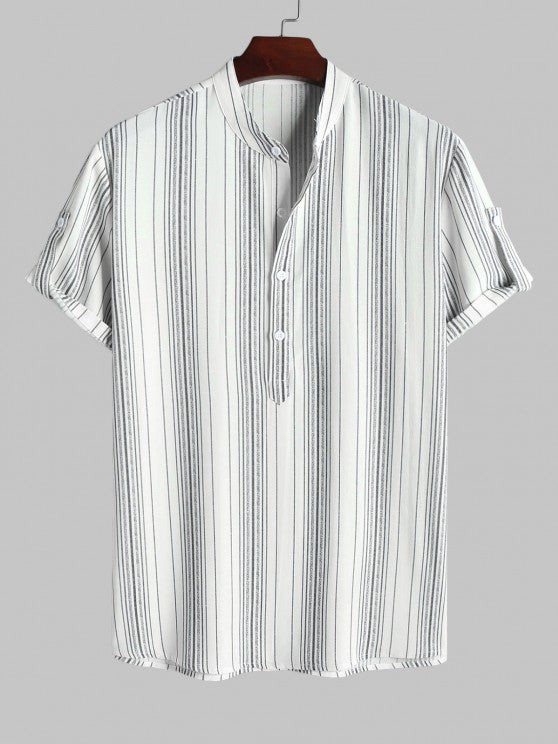 Vertical Stripe Casual Shirt And Shorts - Grafton Collection