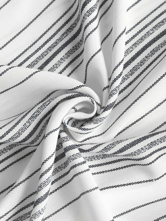 Vertical Stripe Casual Shirt And Shorts - Grafton Collection