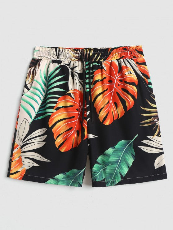 Palm Leaves Printed Shirt And Shorts - Grafton Collection