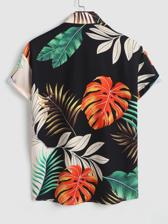 Palm Leaves Printed Shirt And Shorts - Grafton Collection