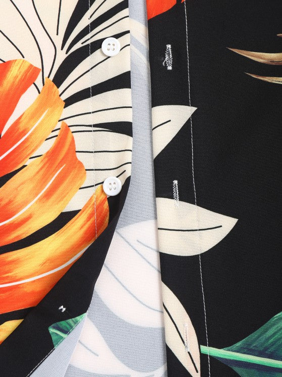 Palm Leaves Printed Shirt And Shorts - Grafton Collection