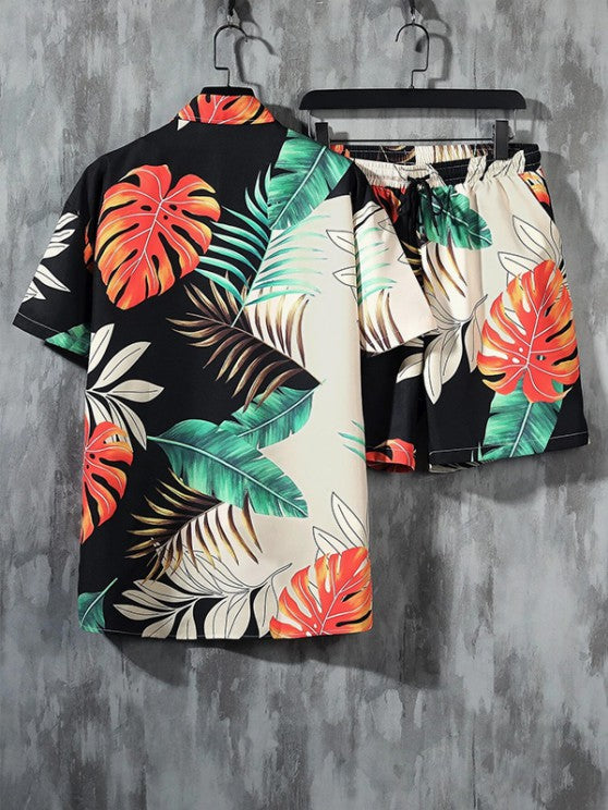 Palm Leaves Printed Shirt And Shorts - Grafton Collection