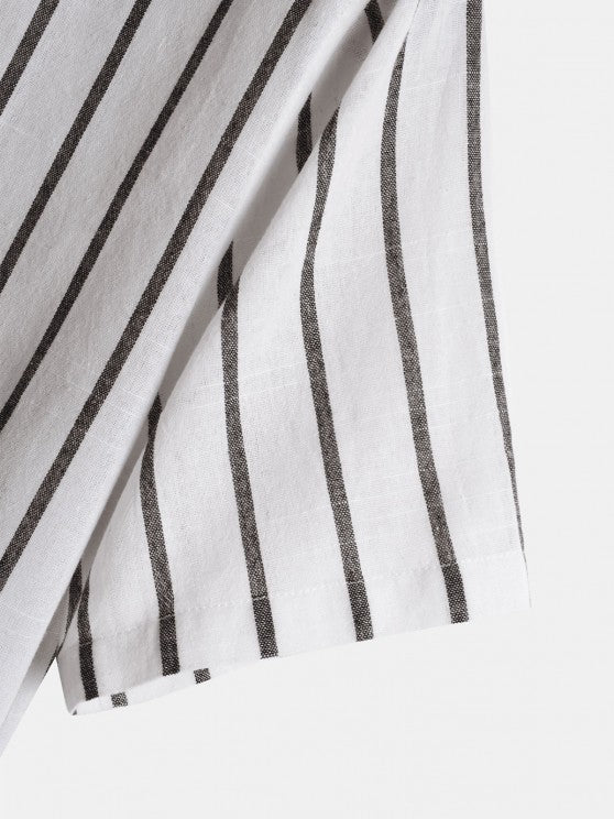 Vertical Striped Pullover Shirt And Shorts Set - Grafton Collection