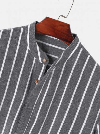 Vertical Striped Pullover Shirt And Shorts Set - Grafton Collection