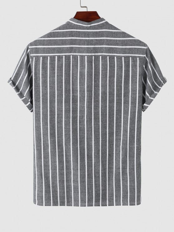 Vertical Striped Pullover Shirt And Shorts Set - Grafton Collection