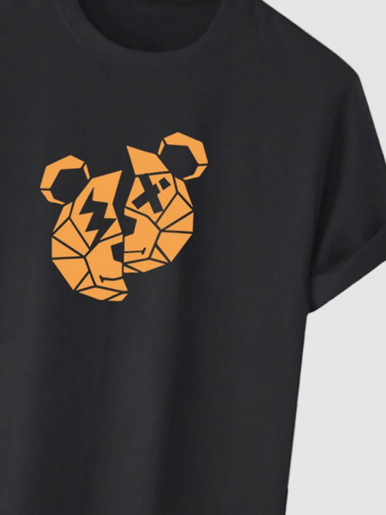 Bear Print T Shirt And Casual Shorts Set - Grafton Collection