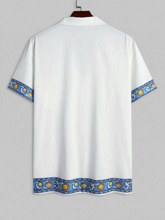 Galaxy Print Shirt And Drawstring Shorts Set - Grafton Collection