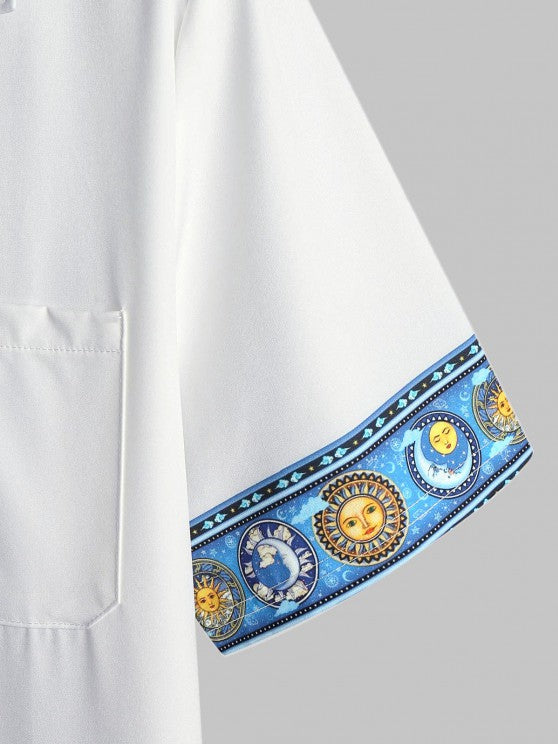 Galaxy Print Shirt And Drawstring Shorts Set - Grafton Collection