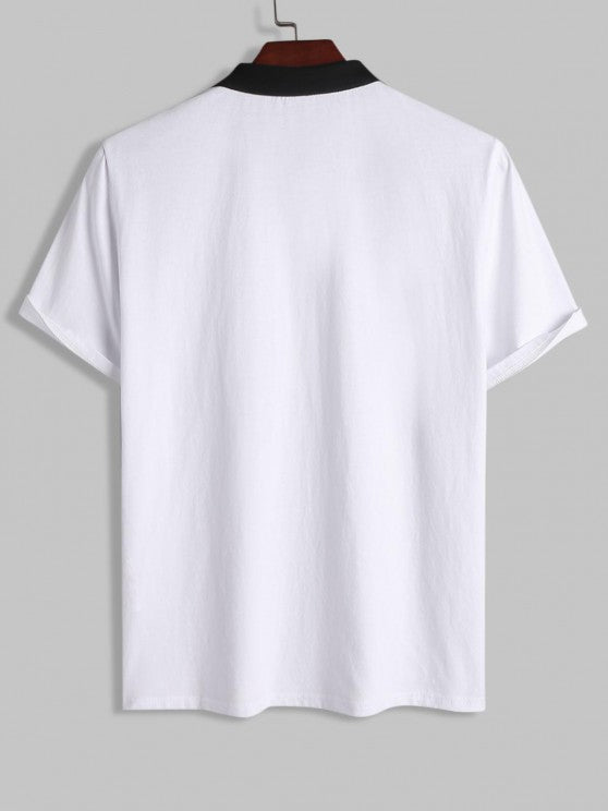 Polo Collared T-shirt And Striped Shorts - Grafton Collection