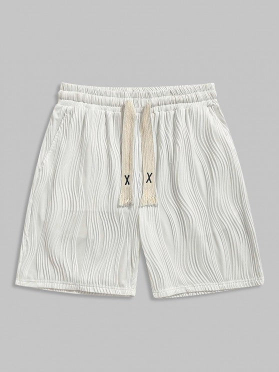 Button Front Shirt And Knitted Sports Shorts Set - Grafton Collection