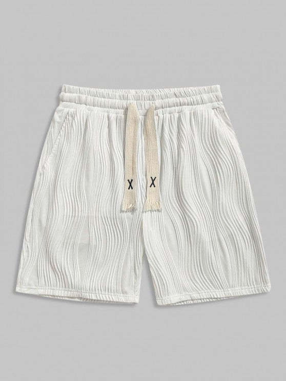 Button Front Shirt And Knitted Sports Shorts Set - Grafton Collection