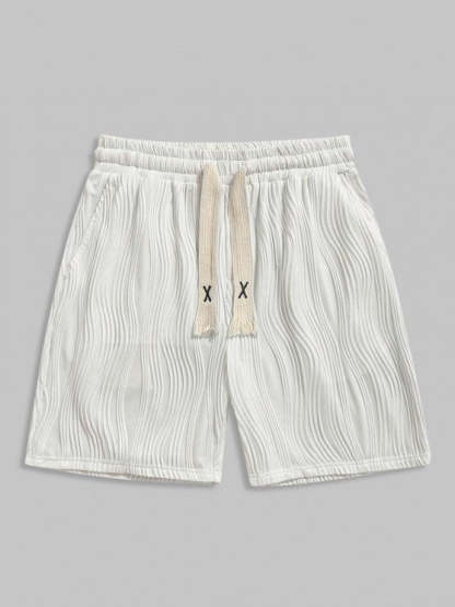 Button Front Shirt And Knitted Sports Shorts Set - Grafton Collection