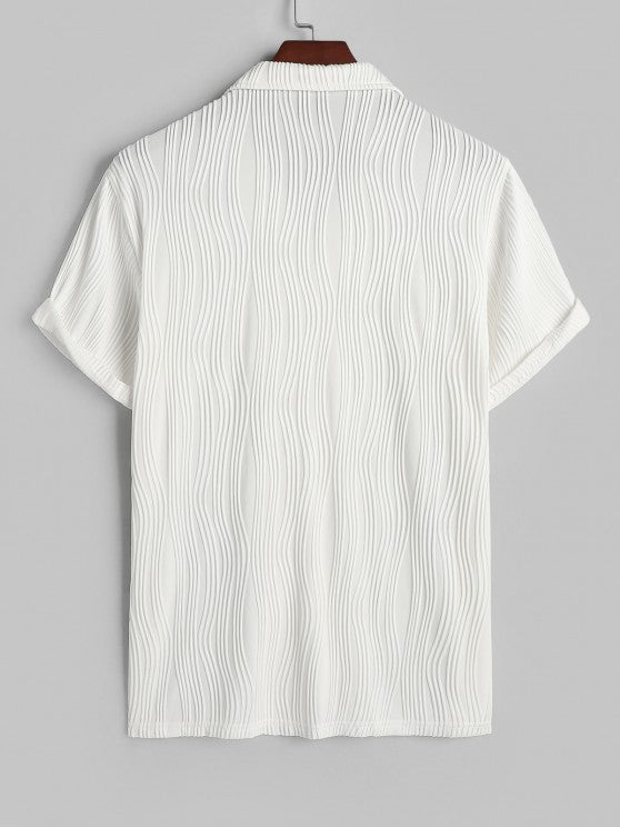 Button Front Shirt And Knitted Sports Shorts Set - Grafton Collection