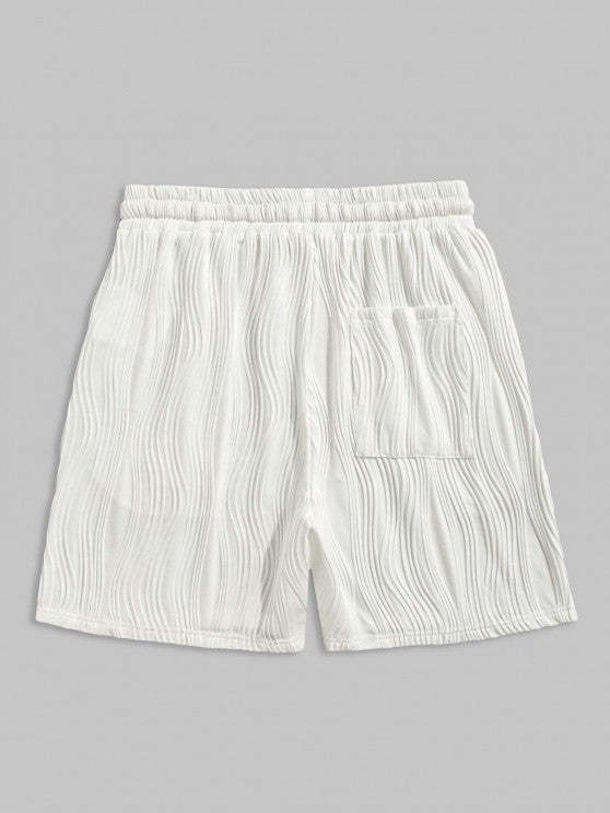 Button Front Shirt And Knitted Sports Shorts Set - Grafton Collection