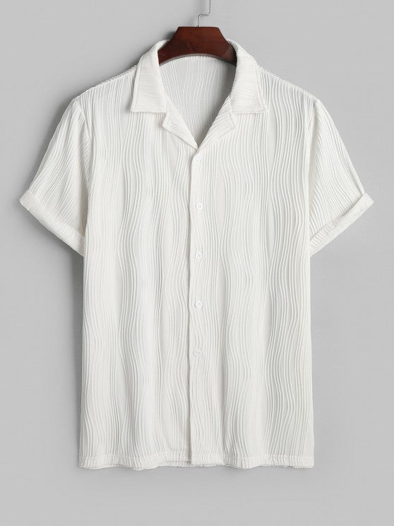 Button Front Shirt And Knitted Sports Shorts Set - Grafton Collection