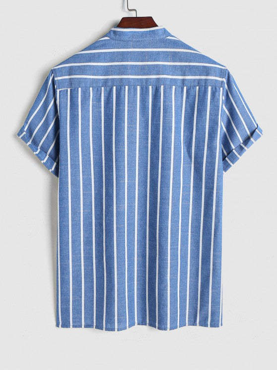 Half Button Striped Shirt And Shorts - Grafton Collection