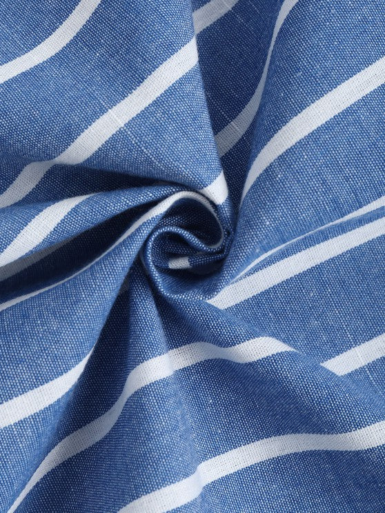 Half Button Striped Shirt And Shorts - Grafton Collection