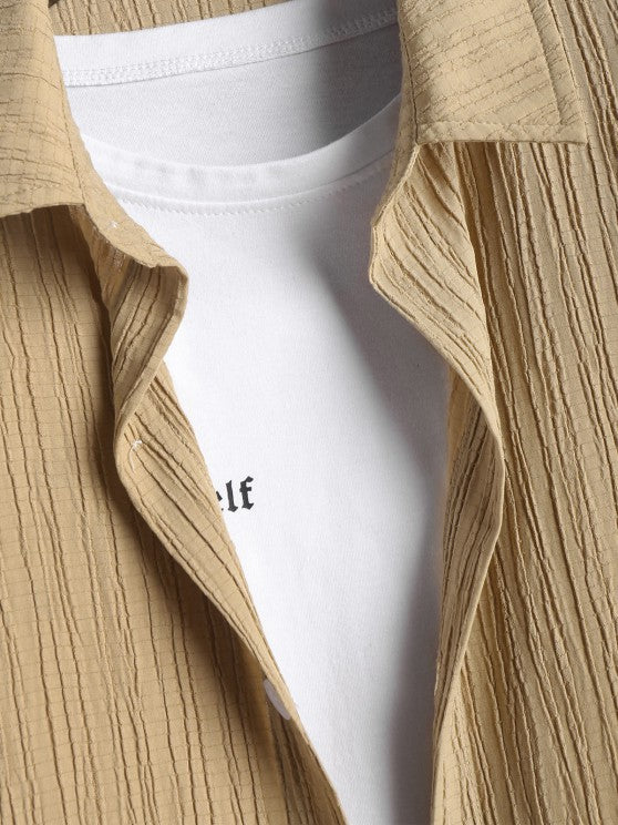 Plain Shirt And Linen Textured Shorts Set - Grafton Collection