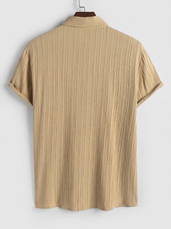 Plain Shirt And Linen Textured Shorts Set - Grafton Collection