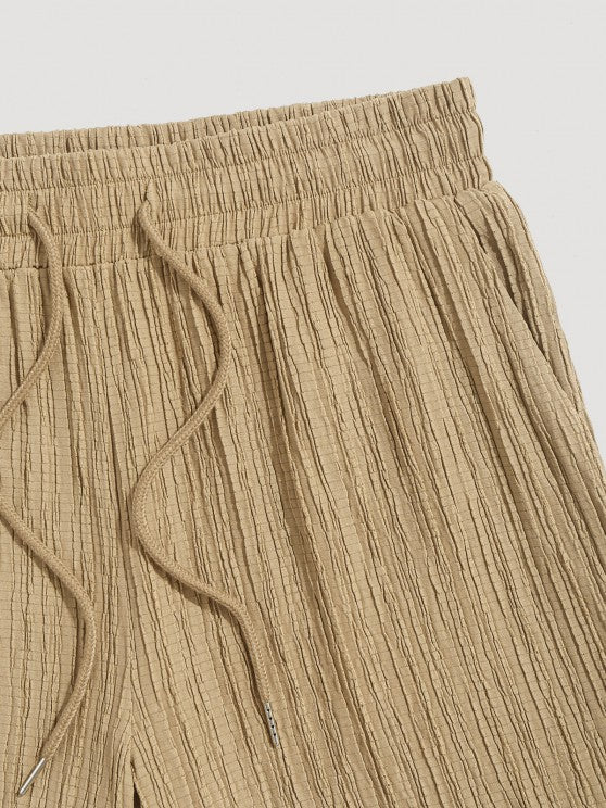 Plain Shirt And Linen Textured Shorts Set - Grafton Collection