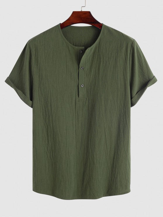 Textured Half Button Shirt And Shorts - Grafton Collection