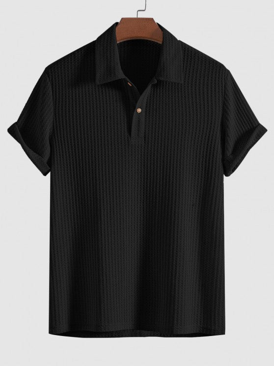 Plain Textured Collar T Shirt And Cargo Shorts - Grafton Collection