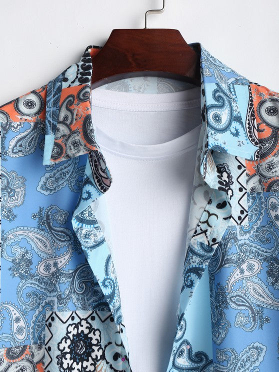 Ethnic Printed Flowers Shirt With Casual Shorts - Grafton Collection