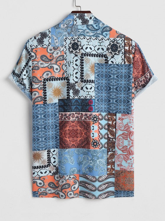 Ethnic Printed Flowers Shirt With Casual Shorts - Grafton Collection