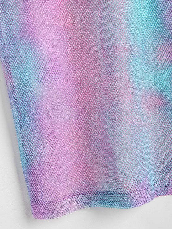 Sheer Tie Dye Tank And Cargo Shorts Set - Grafton Collection