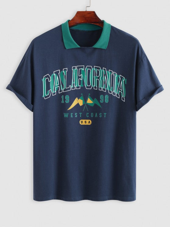 Flag Pattern T Shirt Drawstring Shorts - Grafton Collection