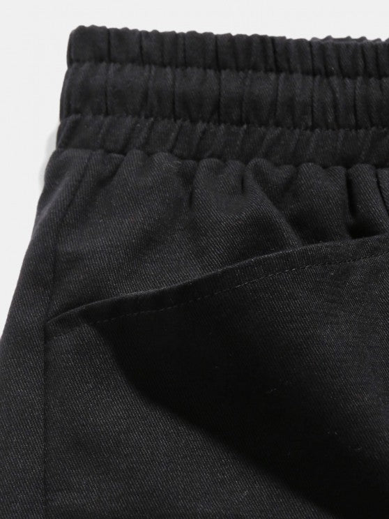 Plain Textured Collar T Shirt And Cargo Shorts - Grafton Collection