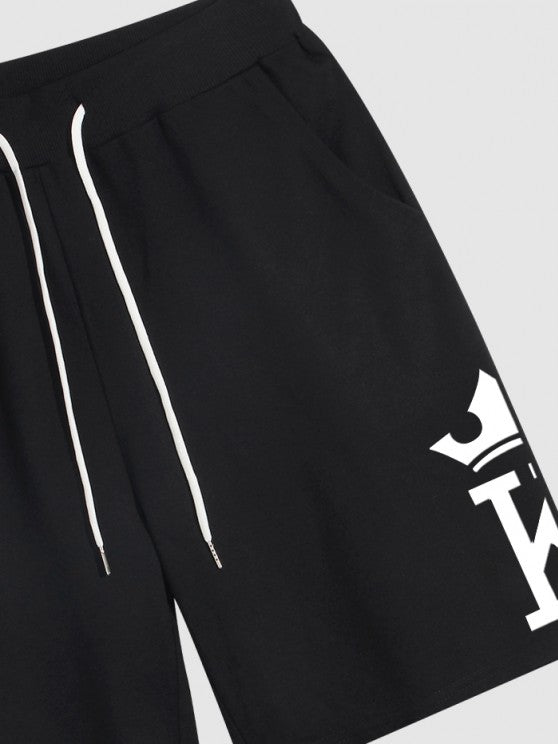 Card Pattern T Shirt And Drawstring Shorts - Grafton Collection