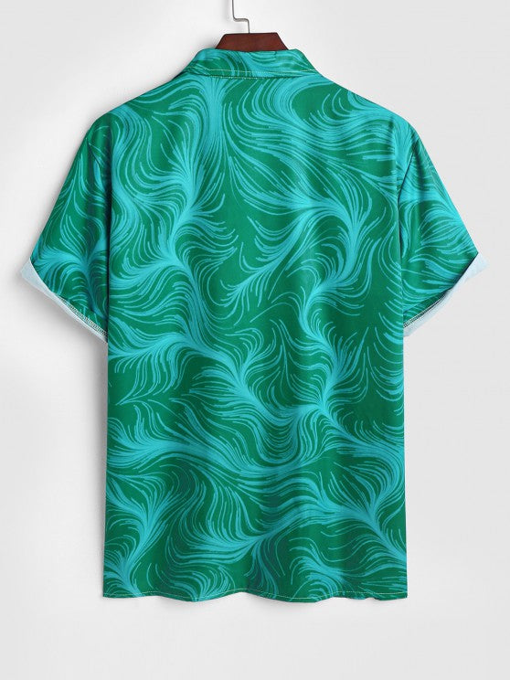 Coconut Palm Print Shirt And Casual Shorts  Set - Grafton Collection