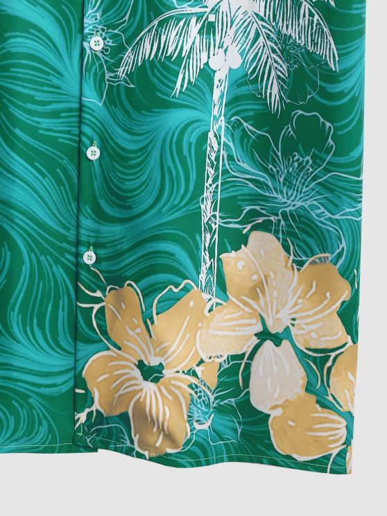 Coconut Palm Print Shirt And Casual Shorts  Set - Grafton Collection