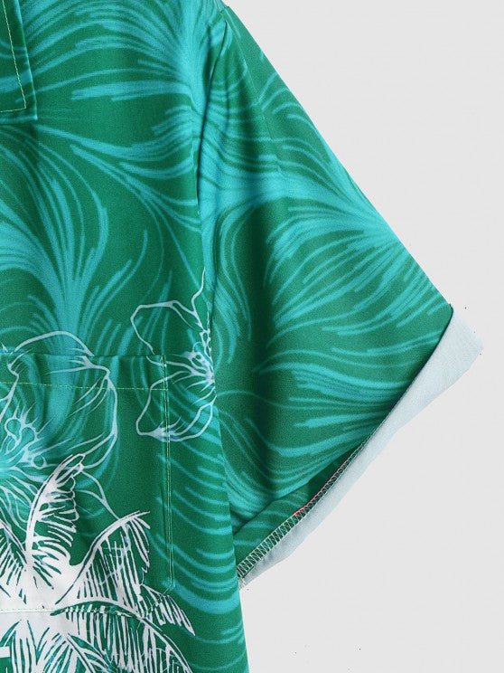 Coconut Palm Print Shirt And Casual Shorts  Set - Grafton Collection