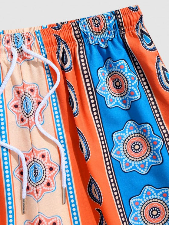 Paisley Print Shirt And Board Shorts Set - Grafton Collection