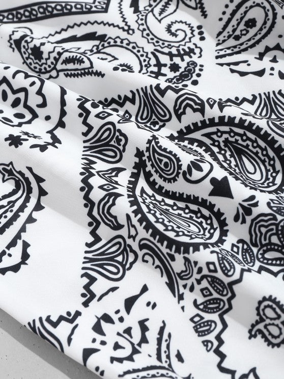 Ethnic Paisley Print Shirt And Bermuda Shorts Set - Grafton Collection