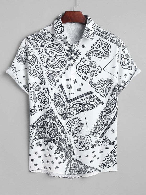 Ethnic Paisley Print Shirt And Bermuda Shorts Set - Grafton Collection