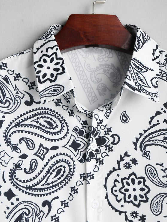 Ethnic Paisley Print Shirt And Bermuda Shorts Set - Grafton Collection