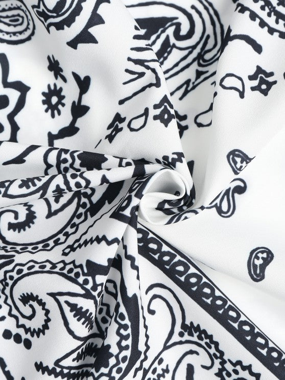 Ethnic Paisley Print Shirt And Bermuda Shorts Set - Grafton Collection