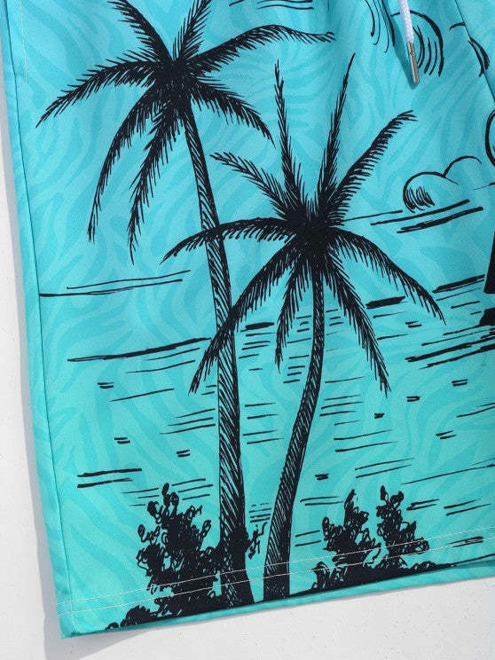 Printed Tree Plant Shirt And Shorts - Grafton Collection