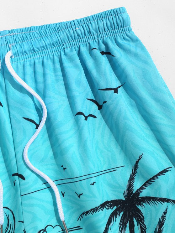 Printed Tree Plant Shirt And Shorts - Grafton Collection