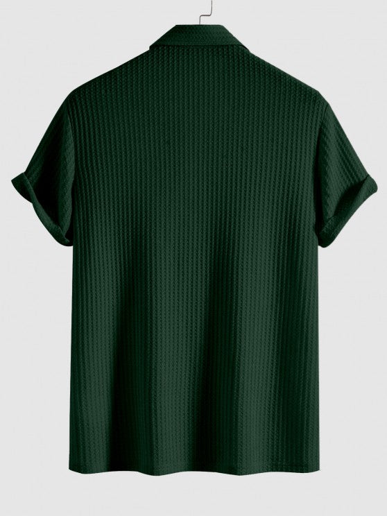 Plain Textured Collar T Shirt And Cargo Shorts - Grafton Collection