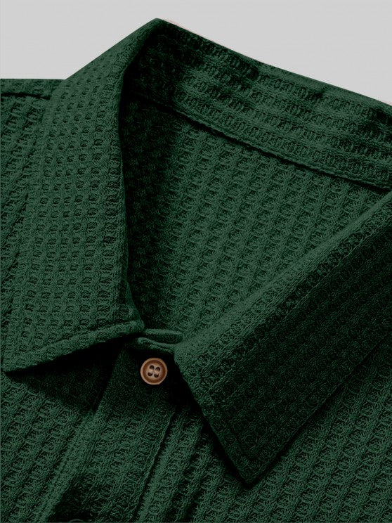 Plain Textured Collar T Shirt And Cargo Shorts - Grafton Collection
