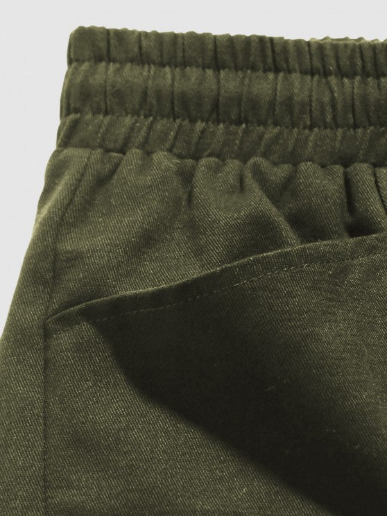 Plain Textured Collar T Shirt And Cargo Shorts - Grafton Collection