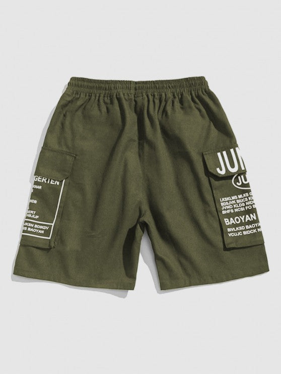 Plain Textured Collar T Shirt And Cargo Shorts - Grafton Collection