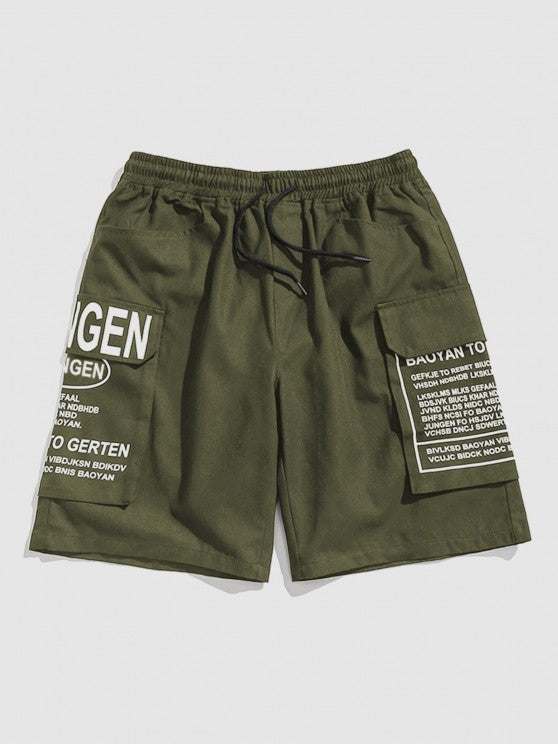 Plain Textured Collar T Shirt And Cargo Shorts - Grafton Collection