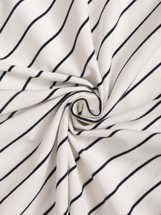 Vertical Striped Pattern T Shirt And Shorts - Grafton Collection