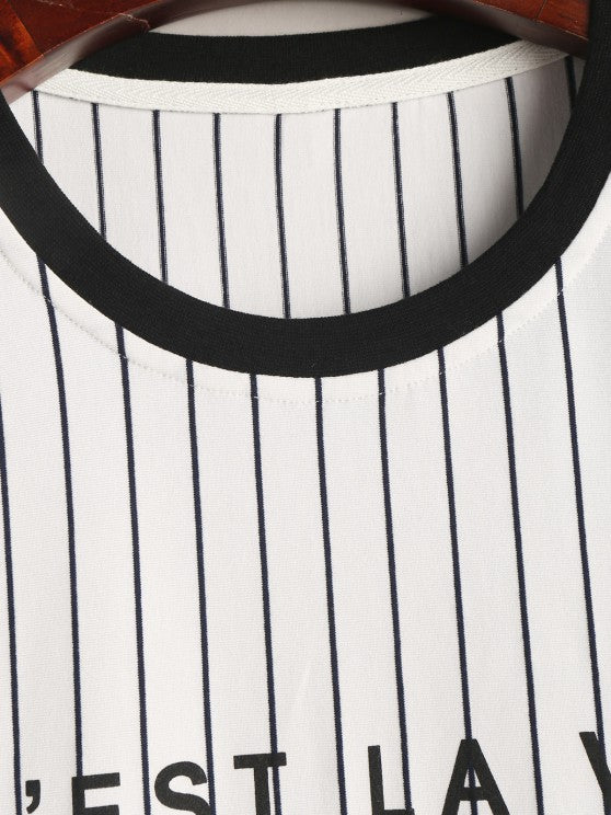 Vertical Striped Pattern T Shirt And Shorts - Grafton Collection